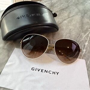 Authentic Givenchy Gold White Frame Sunglasses with Brown Gradient Lenses